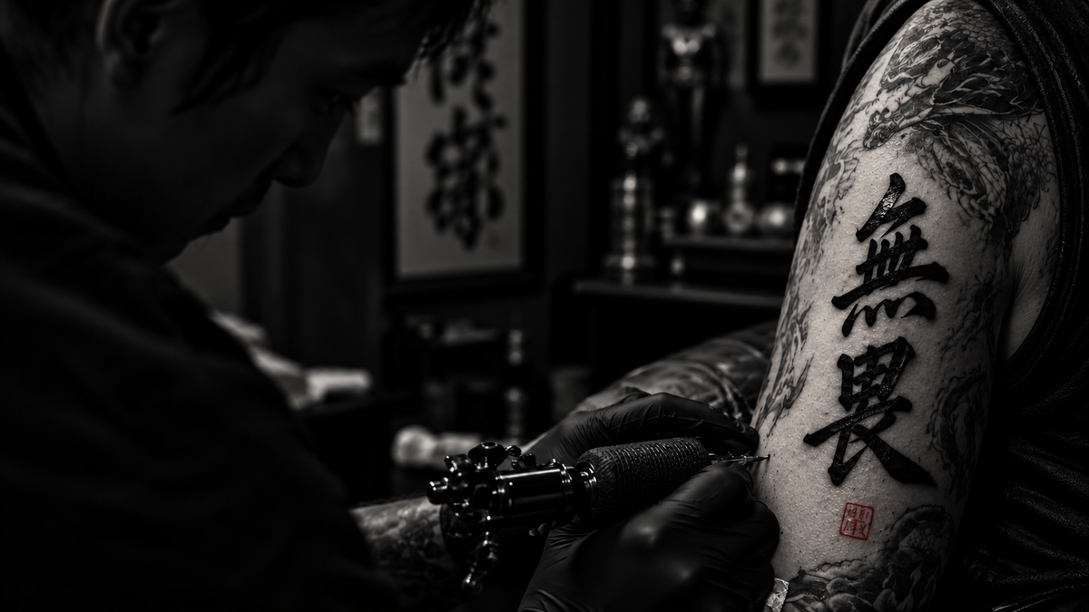 Custom Chinese calligraphy tattoo design by Hanzi Ink